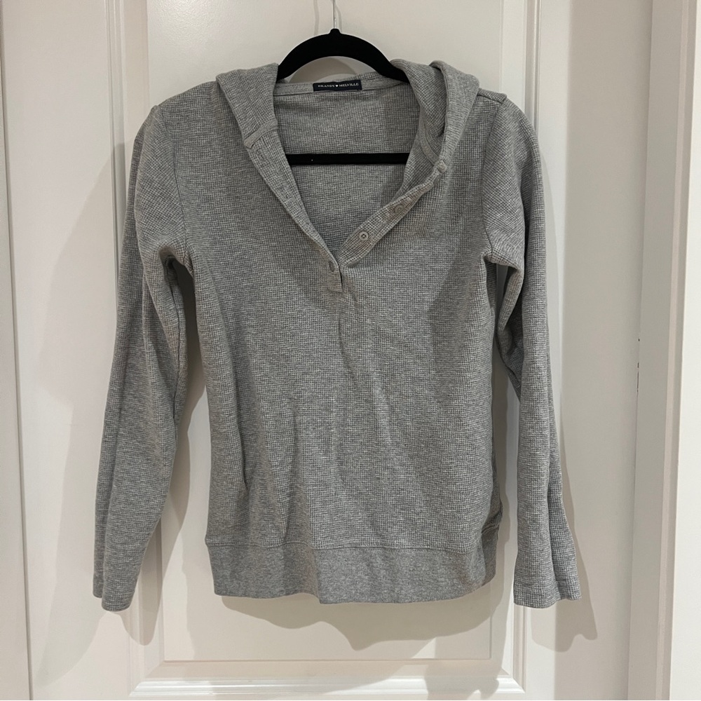Brandy Melville Gray Women's Henley Hooded Top